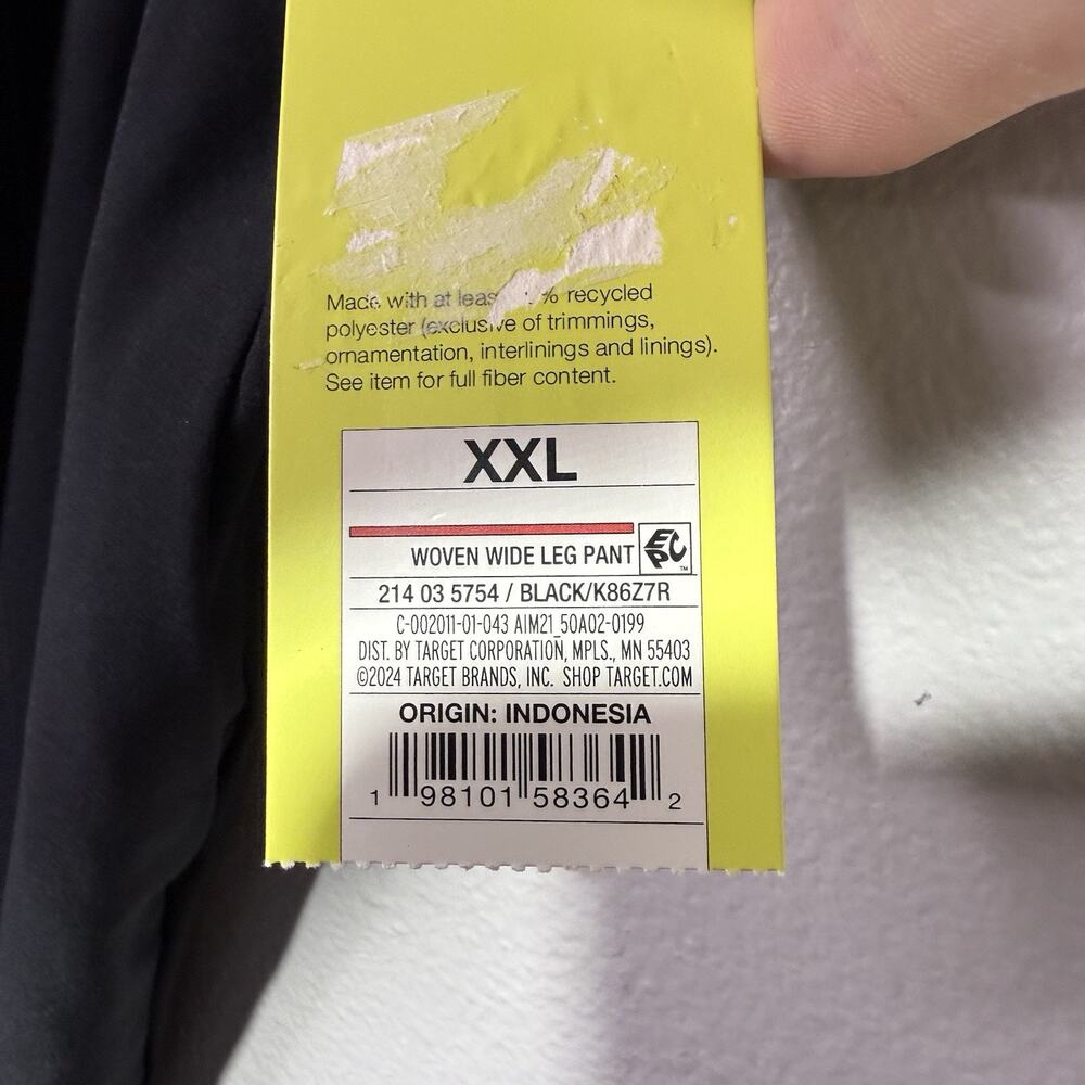 All in Motion Women’s XXL Black Woven Wide Leg Pants Loose Fit Drawstring Waist - Picture 7 of 10